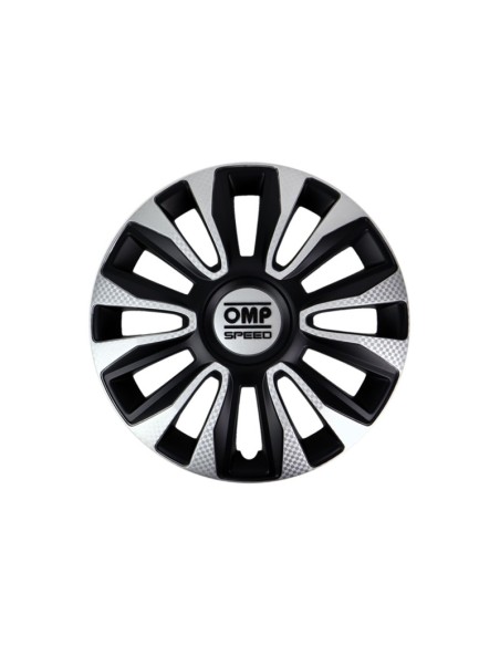 OMP SPEED JUEGO DE 4 TAPACUBOS MAGNUM COLOR NEGRO/PLATA/CARBONO 14 PULGADAS