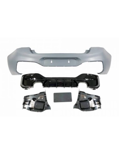 Paragolpes Trasero BMW F20 /F21 LCI 15-18 Look Performance 2 Salidas doble Brillante Negro