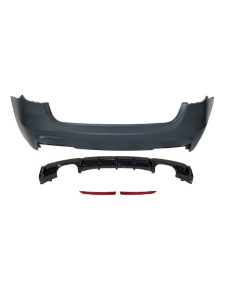 Paragolpes Trasero BMW F31 Look M Performance 2 Salidas doble Brillante Negro
